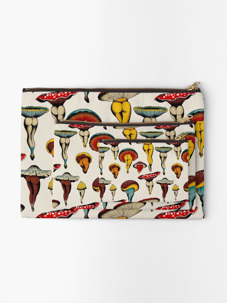 Alternate view of Sexy mushrooms tattoo flash Zipper Pouch