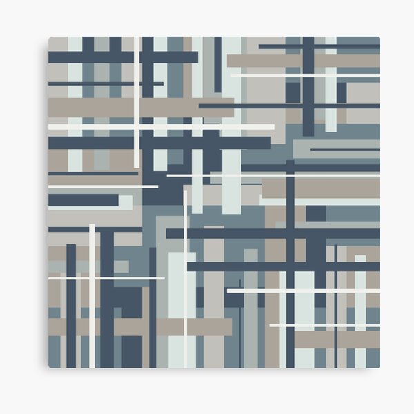 Frank - Mid Century Modern Geometric Pattern in Neutral Blue Grey Canvas Print