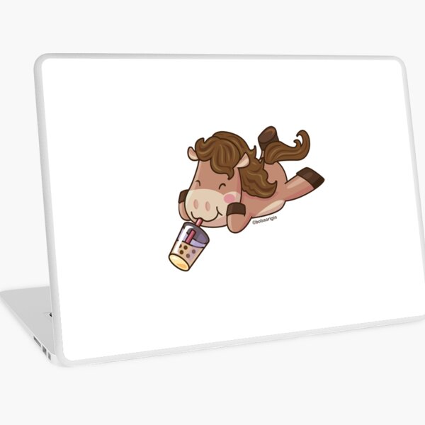 Cute Horse Sipping Boba Laptop Skin