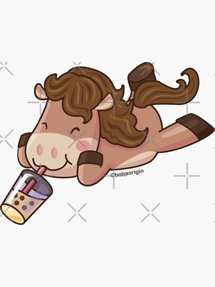 Cute Horse Sipping Boba by BobaOrigin