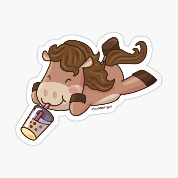 Cute Horse Sipping Boba Sticker