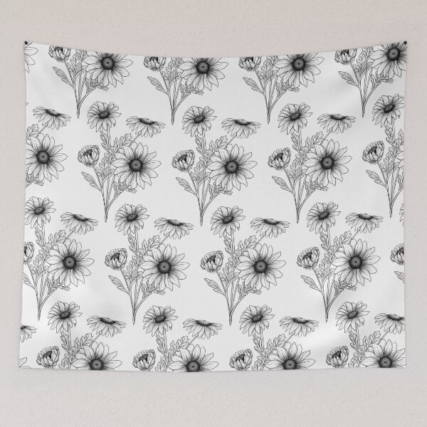 Item preview, Daisies Line Art Pattern designed and sold by GraphicsbyNel.