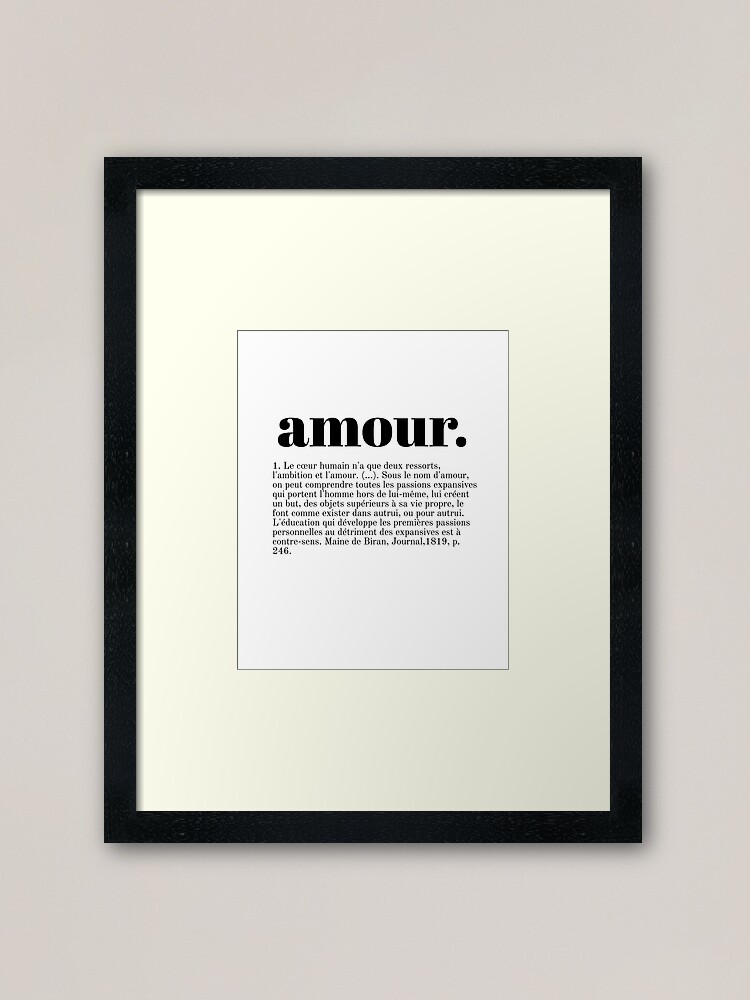 Amour Love Definition Framed Art Print By Lilydacreative Redbubble