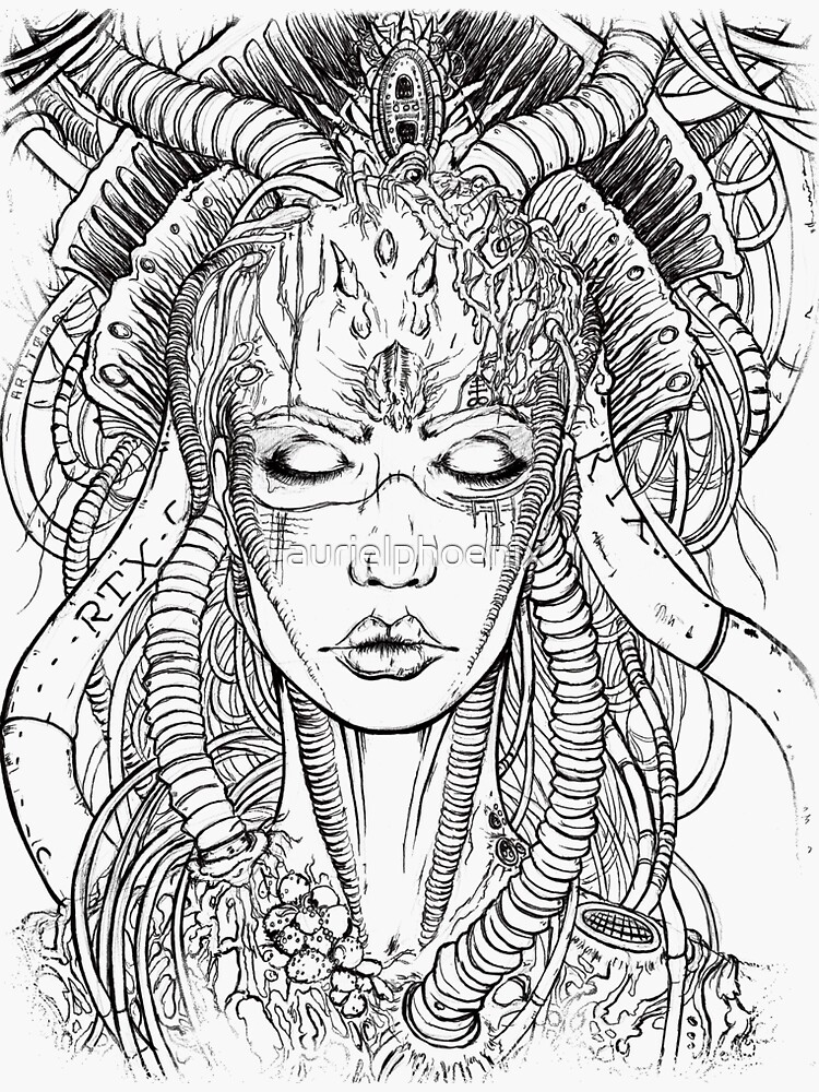 Comdroid Geisha - Comic Lineart Drawing by aurielphoenix
