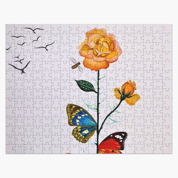 BUTTERFLY ROSE : Vintage Abstract Dali Painting Print Jigsaw Puzzle