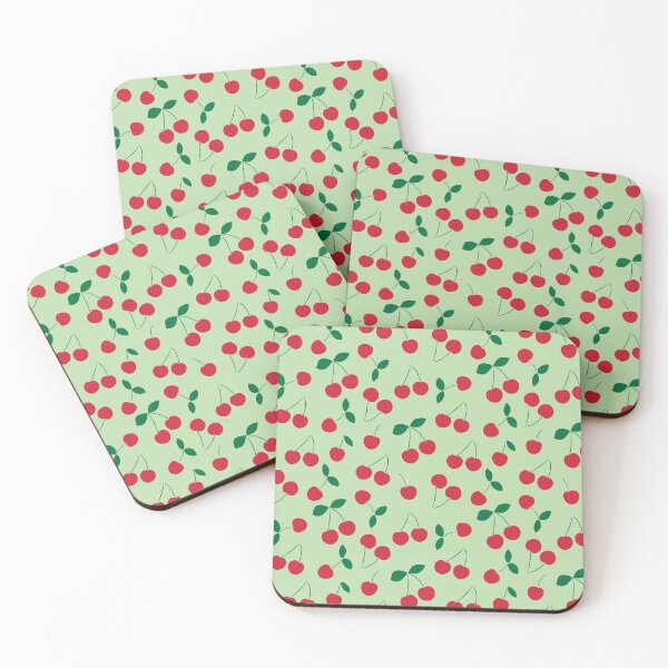Aperçu de l'œuvre Imprimé cerise sur fond vert créée et vendue par LittleBettyMakes.