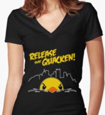 Release The Quacken Women's Fitted V-Neck T-Shirt