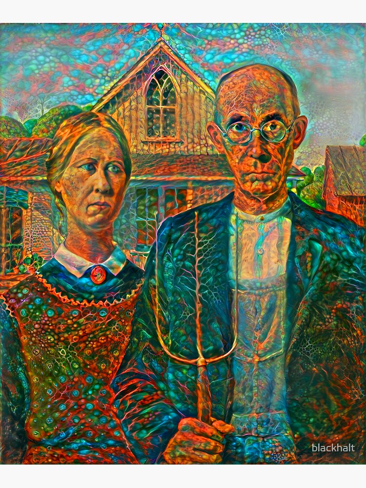 Thumbnail 3 of 3, Sticker, Deep Style American Gothic designed and sold by blackhalt.