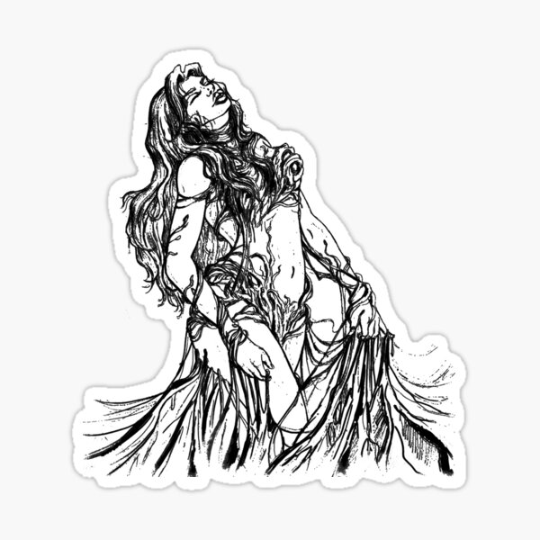 Corrupted Girl - Comic Lineart Drawing Sticker