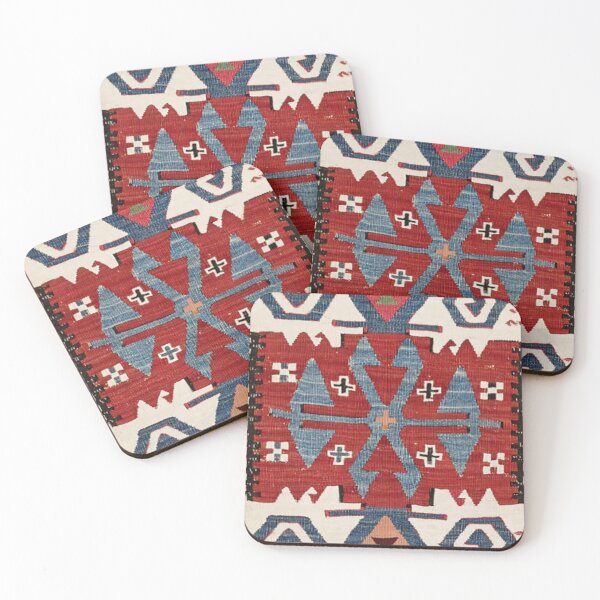 Item preview, Blue Diamond Arrow Konya II // 19th Century Authentic Colorful Red Cowboy Accent Pattern designed and sold by vintagepatterns.