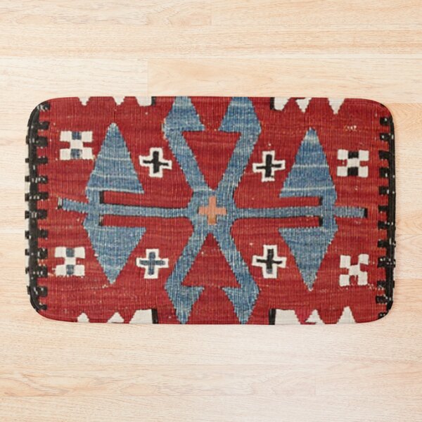 Item preview, Blue Diamond Arrow Konya II // 19th Century Authentic Colorful Red Cowboy Accent Pattern designed and sold by vintagepatterns.