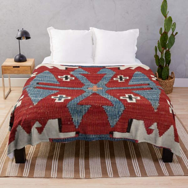 Item preview, Blue Diamond Arrow Konya II // 19th Century Authentic Colorful Red Cowboy Accent Pattern designed and sold by vintagepatterns.