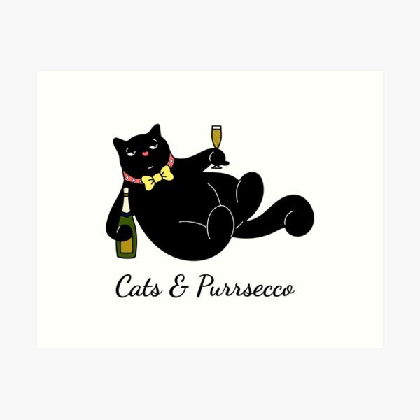 Cat & Purrsecco Art Print