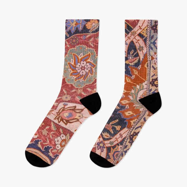 Item preview, Arabesque Floral II | Early 17th Century Rich Colors Interlaced Blue Bands Dragons Lions Pattern Rug designed and sold by vintagepatterns.