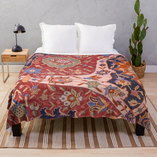 Item preview, Arabesque Floral II | Early 17th Century Rich Colors Interlaced Blue Bands Dragons Lions Pattern Rug designed and sold by vintagepatterns.