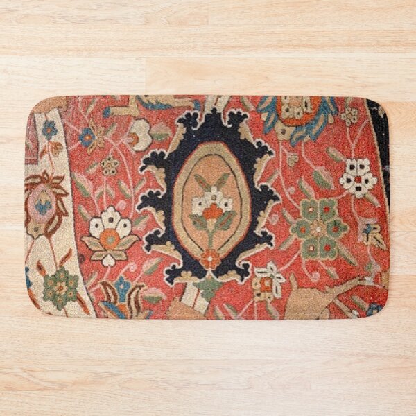 Artikelvorschau, Arabesque Floral III | Anfang des 17. Jahrhunderts Rich Colors Interlaced Blue Bands Drachen Lions Pattern Rug entworfen und verkauft von vintagepatterns.