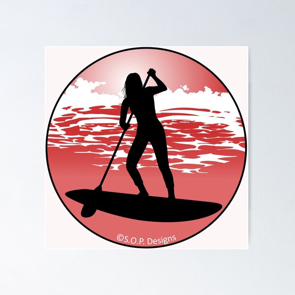 Item preview, Red SUP Girl | Stand Up Paddle Board Sticker | Paddle Board Power Girl designed and sold by Stuckonpaddling.