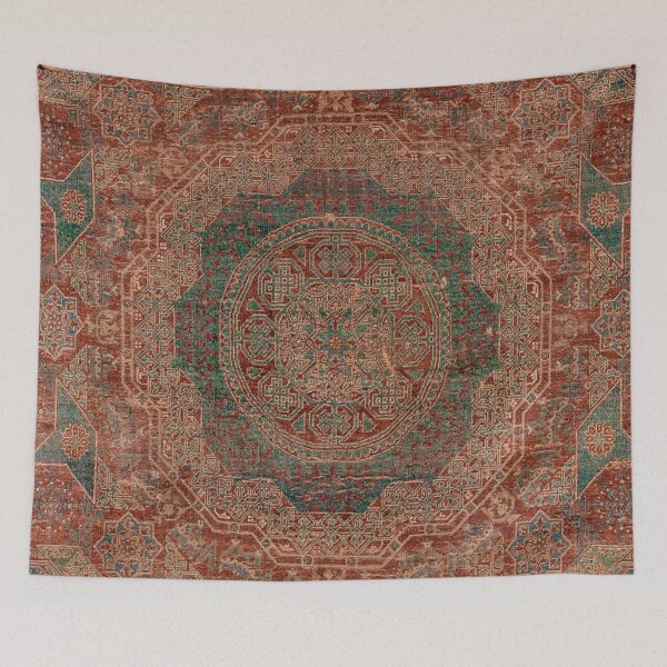Item preview, Bohemian Medallion I // 15th Century Old Distressed Red Green Colorful Ornate Accent Rug Pattern designed and sold by vintagepatterns.