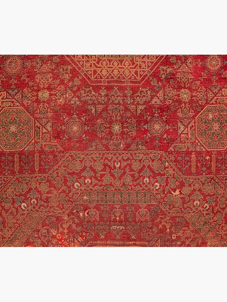 Bohemian Medallion II // 15th Century Old Distressed Red Green Colorful Ornate Accent Rug Pattern by vintagepatterns