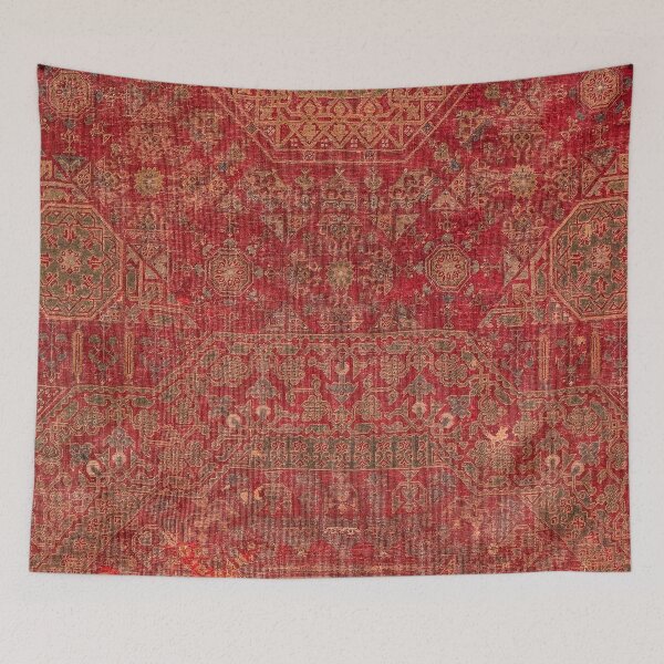 Item preview, Bohemian Medallion II // 15th Century Old Distressed Red Green Colorful Ornate Accent Rug Pattern designed and sold by vintagepatterns.