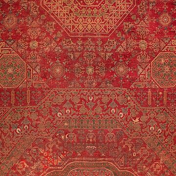 Aperçu de l'œuvre Bohemian Medallion II / / 15ème siècle vieux motif de tapis décoratif orné coloré rouge vert en détresse de vintagepatterns