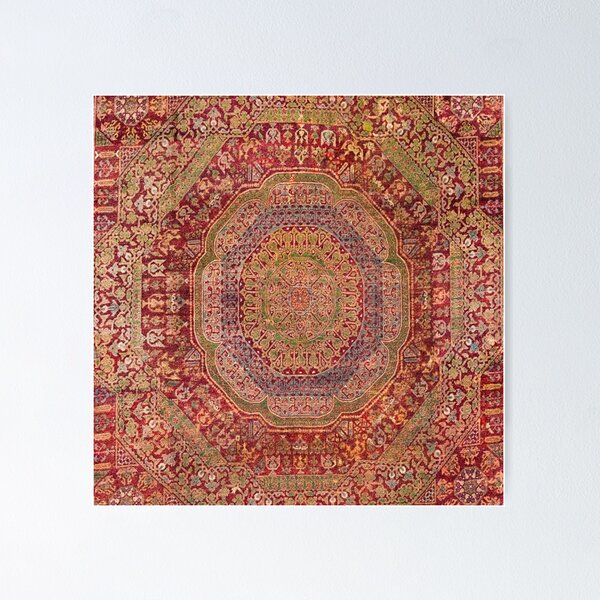 Item preview, Bohemian Medallion III // 15th Century Old Distressed Red Green Purple Lavender Ornate Rug Pattern designed and sold by vintagepatterns.