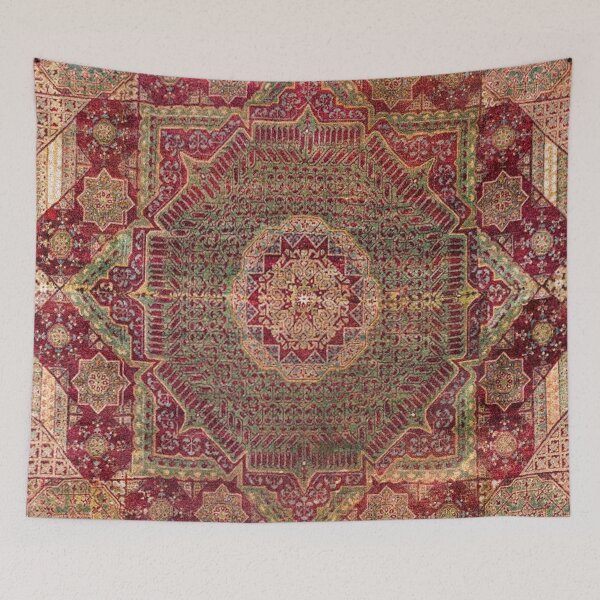 Item preview, Bohemian Medallion IX // 15th Century Old Distressed Red Green Coloful Ornate Accent Rug Pattern designed and sold by vintagepatterns.