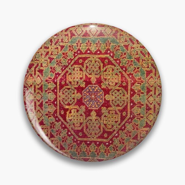Item preview, Bohemian Medallion VII // 15th Century Old Distressed Red Green Coloful Ornate Accent Rug Pattern designed and sold by vintagepatterns.