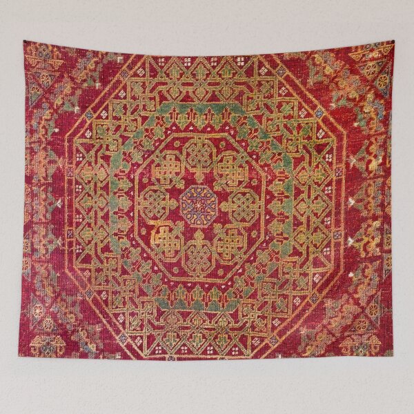 Item preview, Bohemian Medallion VII // 15th Century Old Distressed Red Green Coloful Ornate Accent Rug Pattern designed and sold by vintagepatterns.