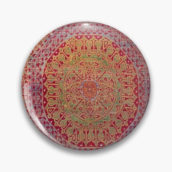 Item preview, Bohemian Medallion VIII // 15th Century Old Distressed Red Green Coloful Ornate Accent Rug Pattern designed and sold by vintagepatterns.