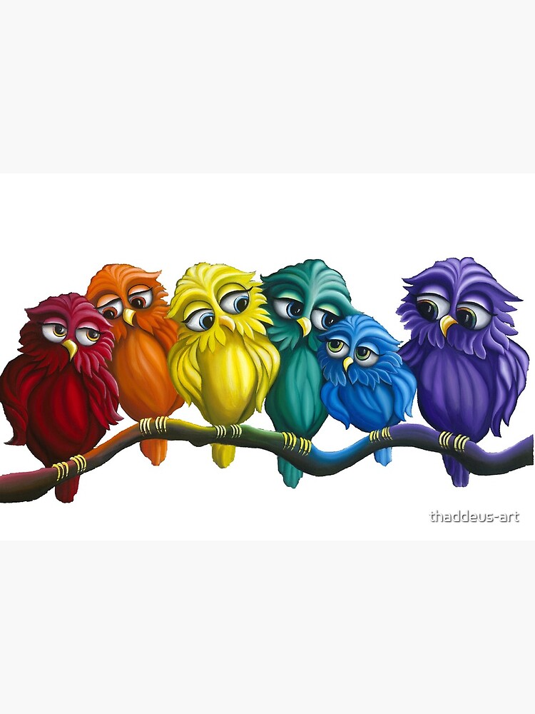 Rainbow Owls by thaddeus-art