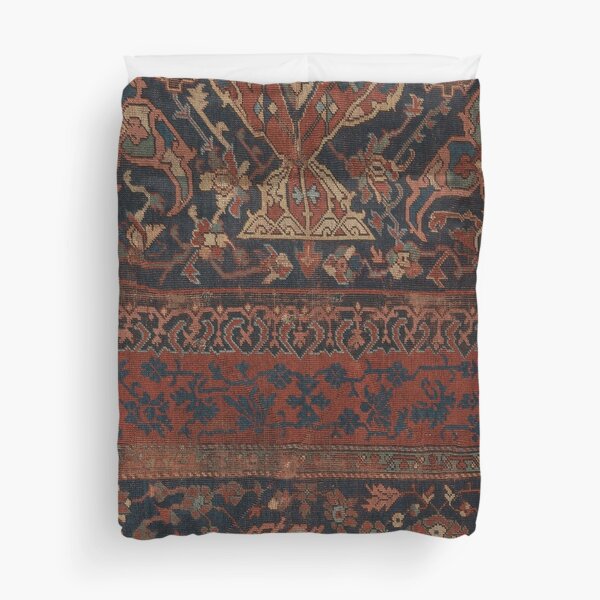 Boho Chic Dark III // 17th Century Colorful Medallion Red Blue Green Brown Ornate Accent Rug Pattern Duvet Cover