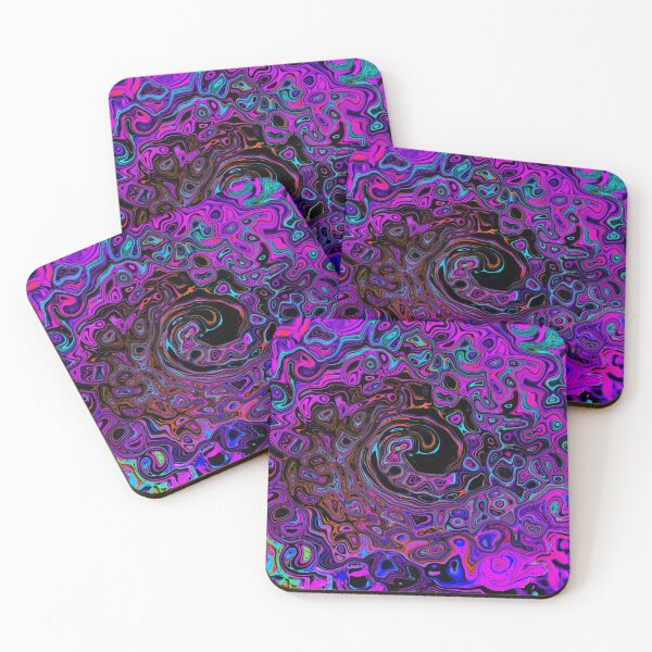 Item preview, Trippy Black and Magenta Retro Liquid Swirl designed and sold by myrubiogarden.