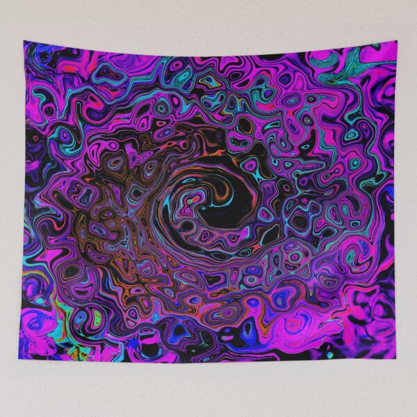 Item preview, Trippy Black and Magenta Retro Liquid Swirl designed and sold by myrubiogarden.