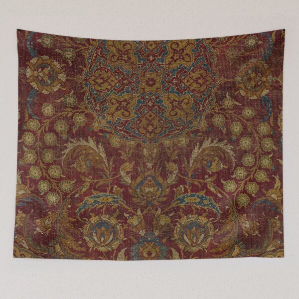 Item preview, Boho Funky I // 16th Century Distressed Red Green Blue Flowery Colorful Ornate Rug Pattern designed and sold by vintagepatterns.