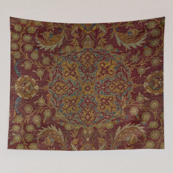 Item preview, Boho Funky II // 16th Century Distressed Red Green Blue Flowery Colorful Ornate Rug Pattern designed and sold by vintagepatterns.
