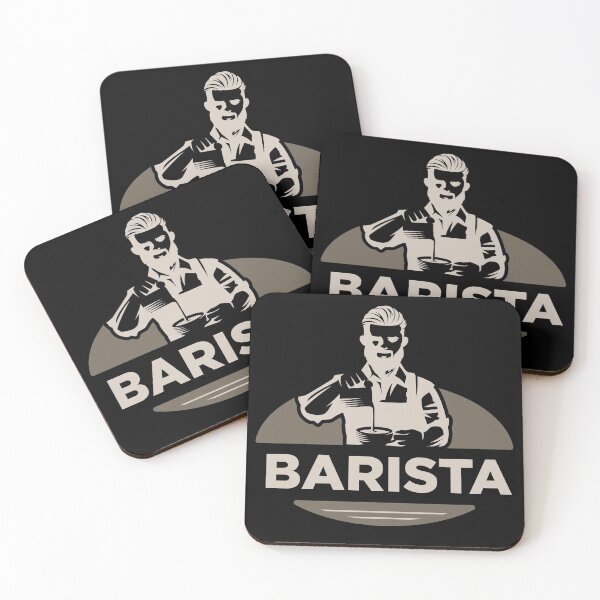 Item preview, Barista with coffee on black designed and sold by coffeeapparel.