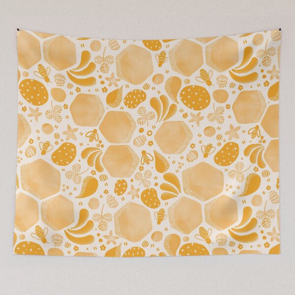 Item preview, Honeybees - Cream + Bright Gold designed and sold by TheCurioTable.