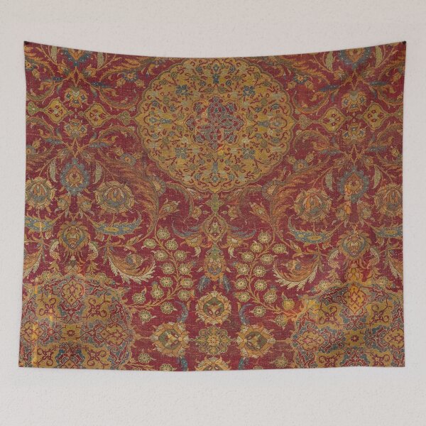 Item preview, Boho Funky III // 16th Century Distressed Red Green Blue Flowery Colorful Ornate Rug Pattern designed and sold by vintagepatterns.