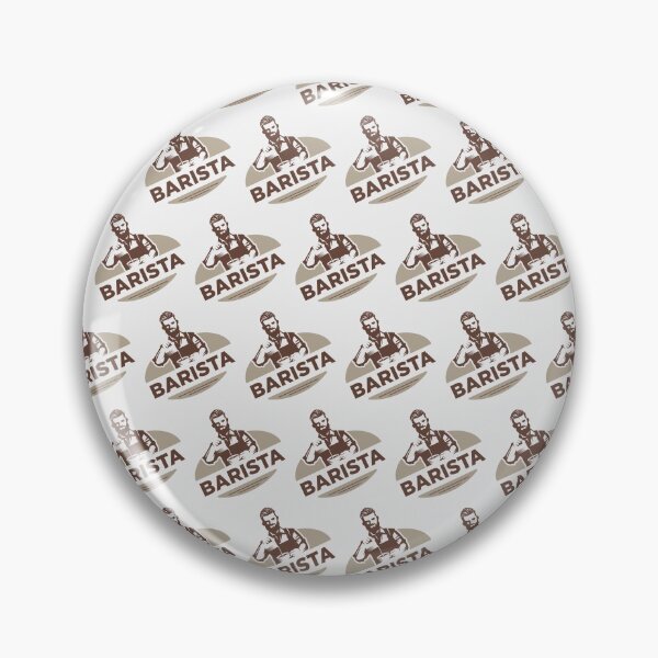 Item preview, Barista  making coffee, white pattern designed and sold by coffeeapparel.