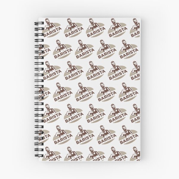 Item preview, Barista  making coffee, white pattern designed and sold by coffeeapparel.