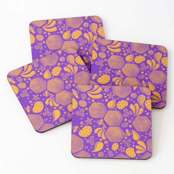 Item preview, Honeybees - Purple + Bright Gold designed and sold by TheCurioTable.