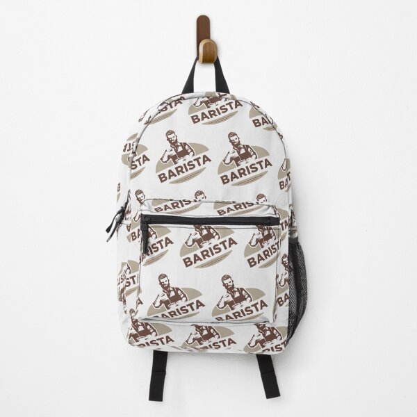 Item preview, Barista  making coffee, white pattern designed and sold by coffeeapparel.