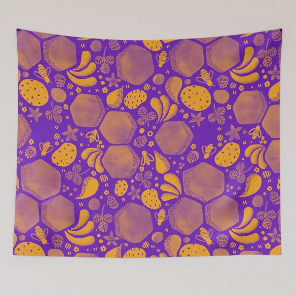 Item preview, Honeybees - Purple + Bright Gold designed and sold by TheCurioTable.