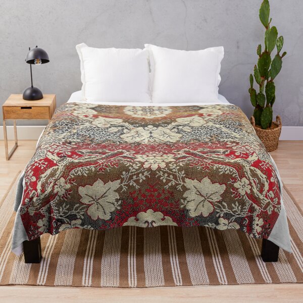Item preview, Botanical Embroidery II // Flowery Colorful Red Blue Green Yellow Tan Ornate Accent Rug Pattern  designed and sold by vintagepatterns.