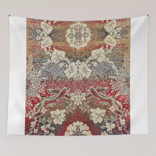 Item preview, Botanical Embroidery II // Flowery Colorful Red Blue Green Yellow Tan Ornate Accent Rug Pattern  designed and sold by vintagepatterns.