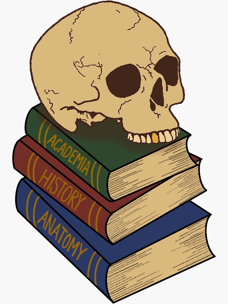 Dark Academia Skull Clothing for a College student' Sticker