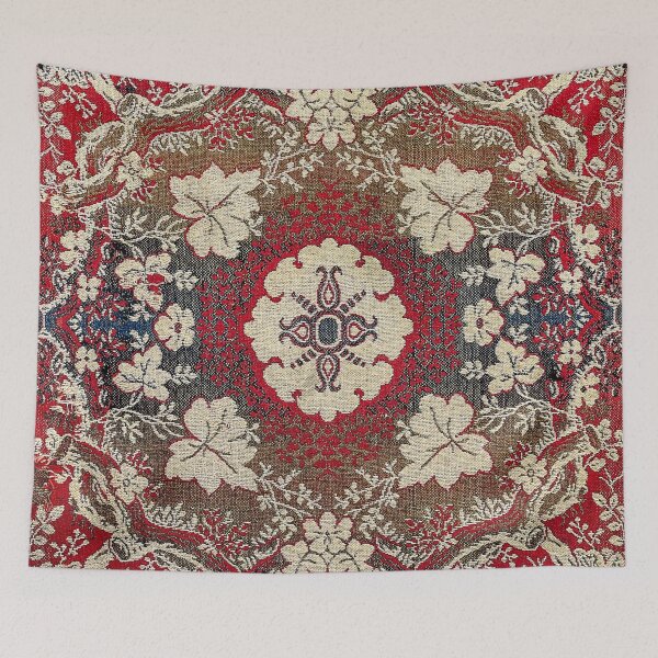Item preview, Botanical Embroidery III // Flowery Colorful Red Blue Green Yellow Tan Ornate Accent Rug Pattern designed and sold by vintagepatterns.