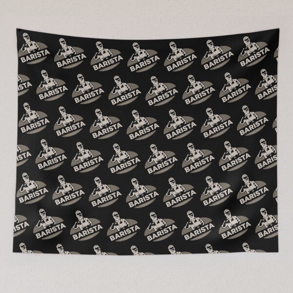 Item preview, Barista making coffee, black pattern designed and sold by coffeeapparel.