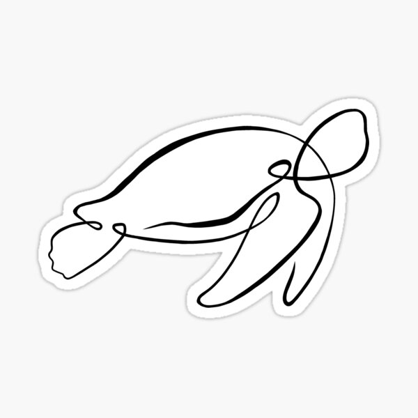 One Line Sea Turtle Sticker